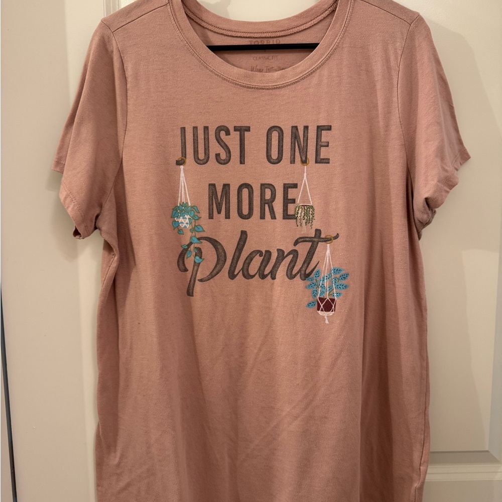 Torrid Pink Graphic Tee with Plant Design